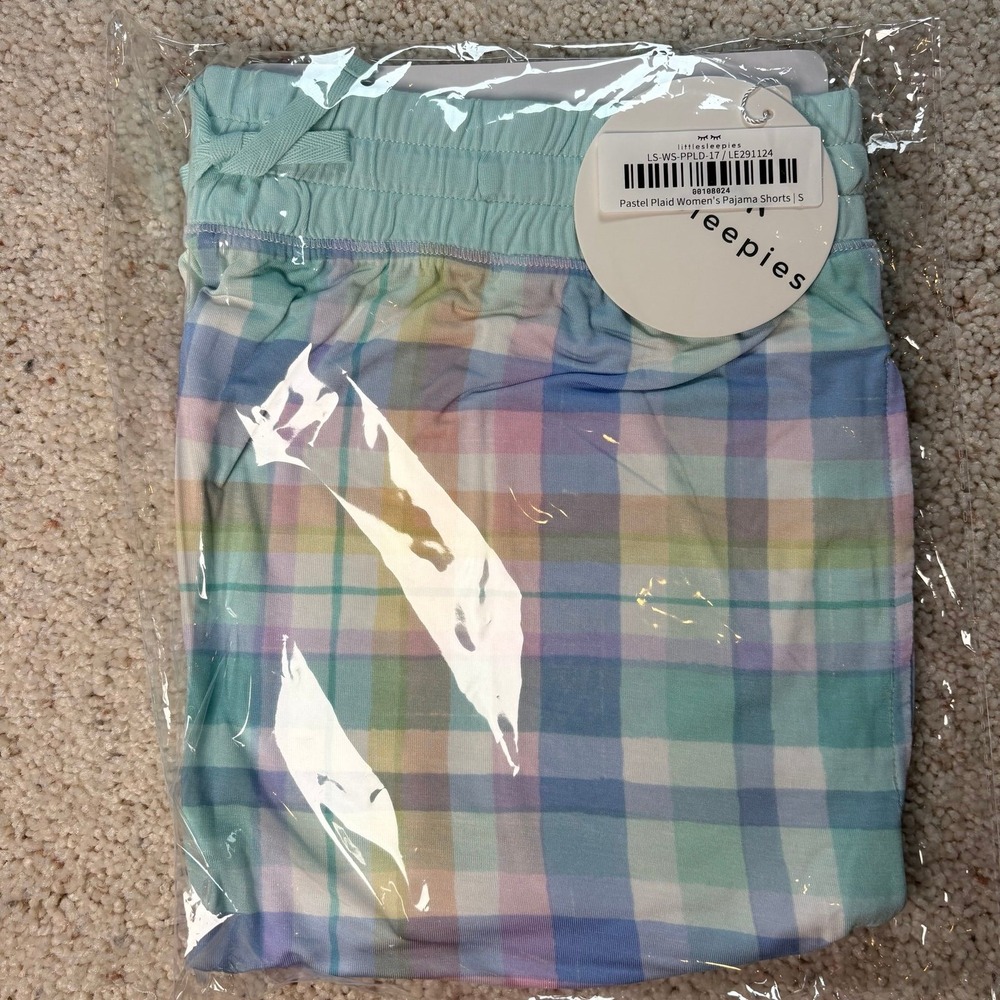 Little Sleepies Pastel Plaid Women's Bamboo pajama shorts Small NEW